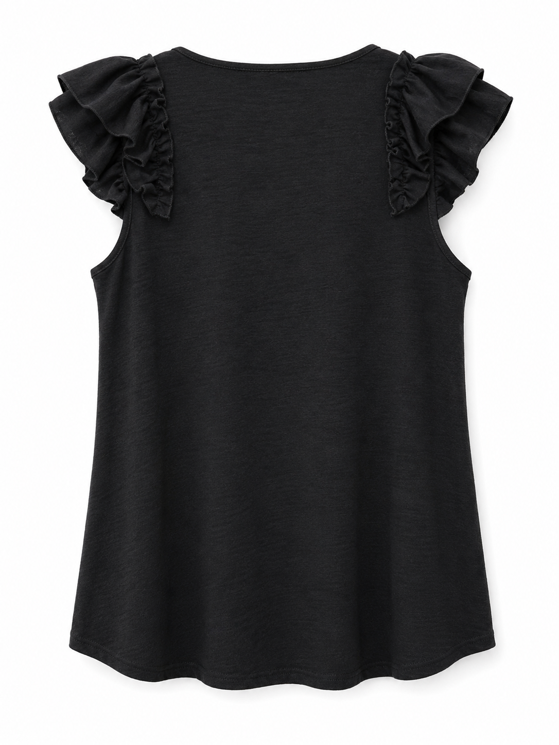 Black Flutter Sleeve Top