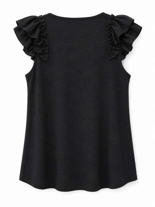 Black Flutter Sleeve Top