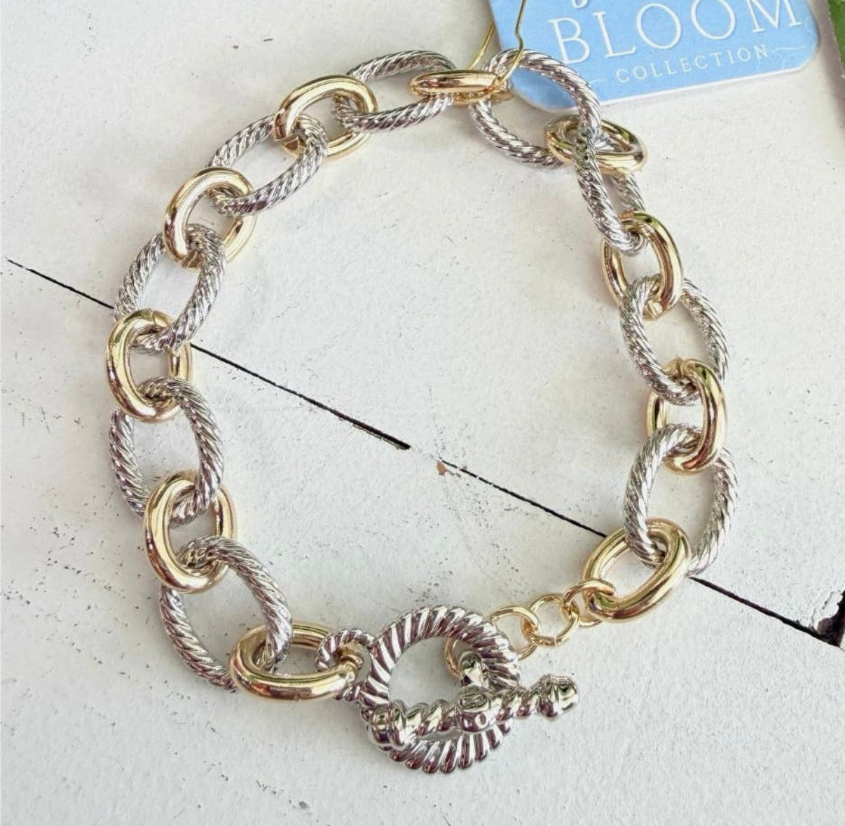 Mixed Metal Toggle Bracelet