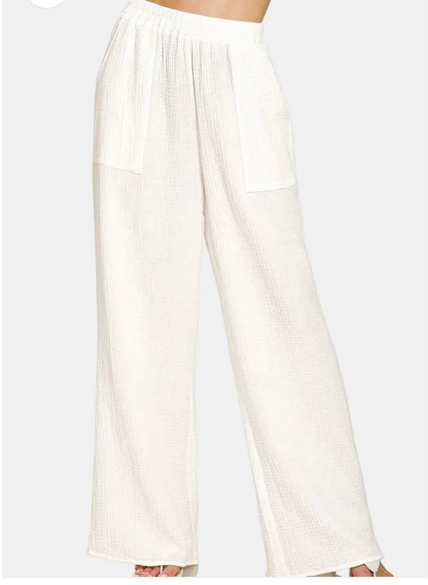 Double Gauze Elastic Band Pants
