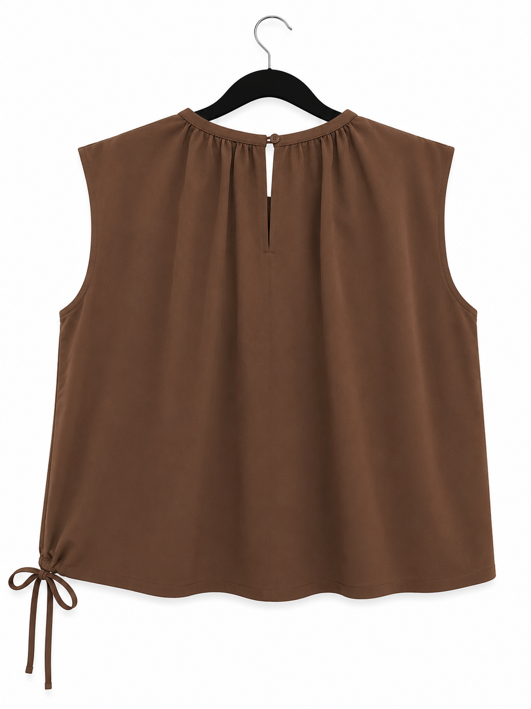 Zenana Mocha Tie-Side Sleeveless Blouse