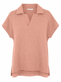 Blushing Beauty Textured Collared Top – Blush