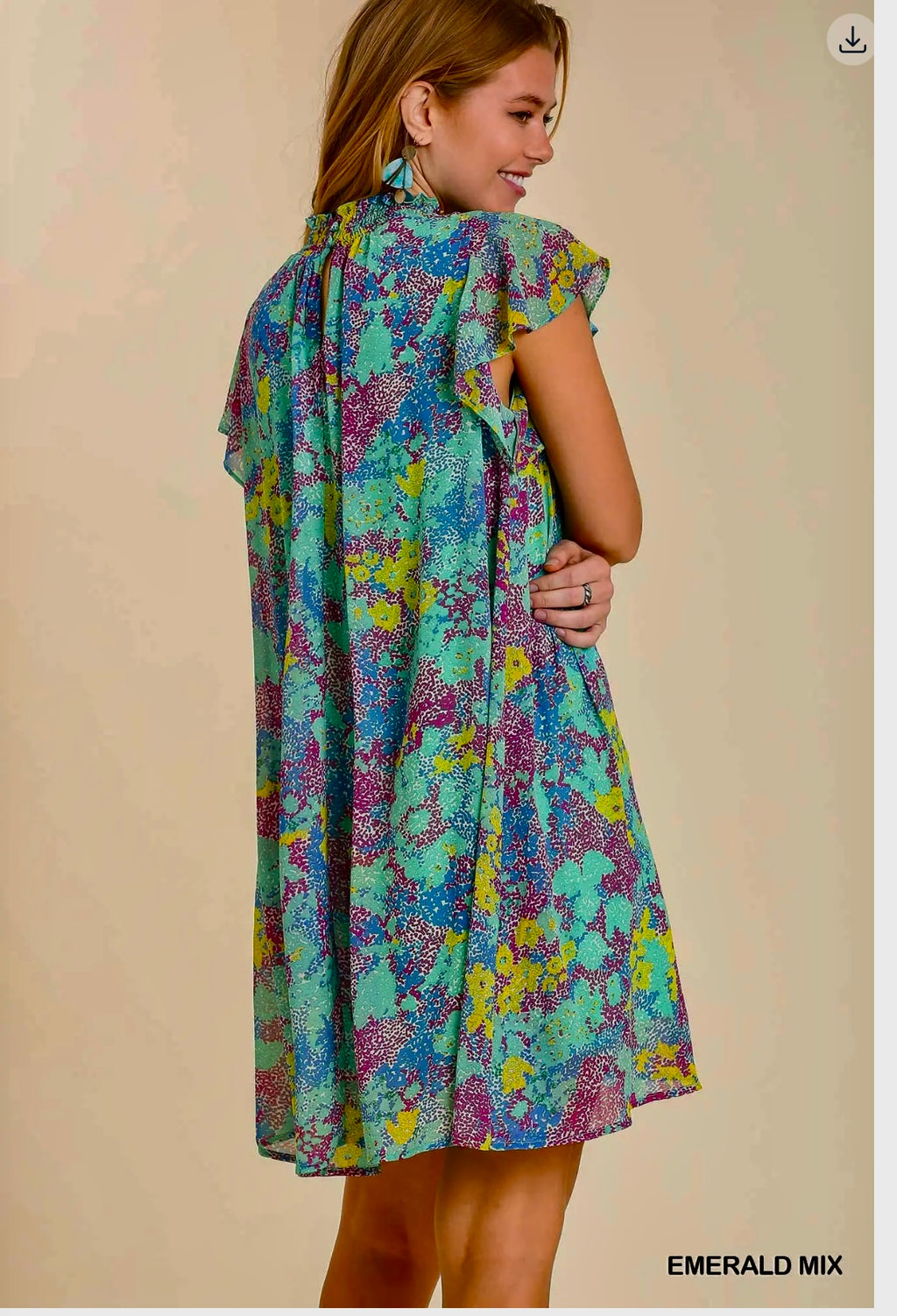 Umgee Emerald Mix Floral Dress 👗