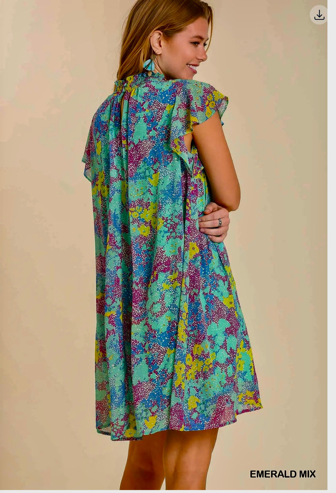 Umgee Emerald Mix Floral Dress 👗