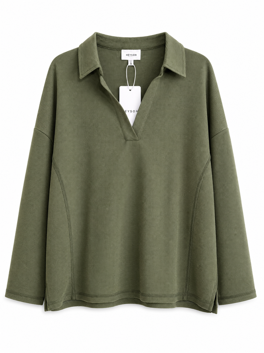 Autumn Stroll Waffle Knit Pullover – Olive