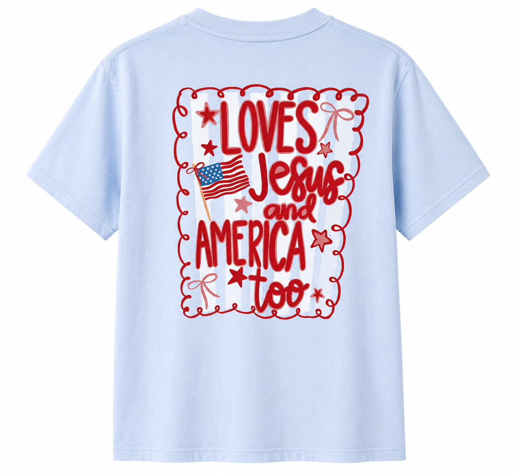 Loves Jesus and America Too Tee