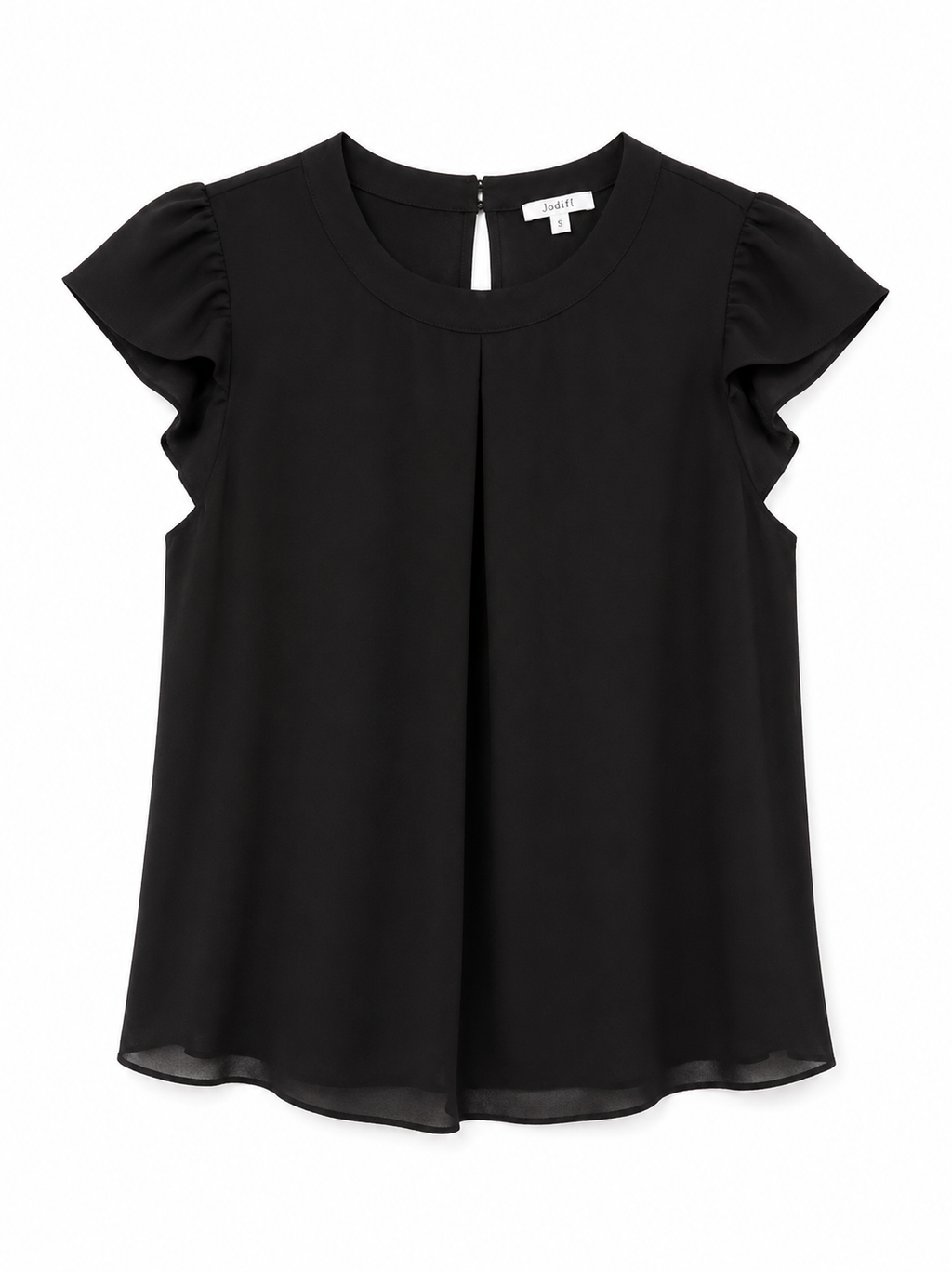 Black Flutter Sleeve Blouse