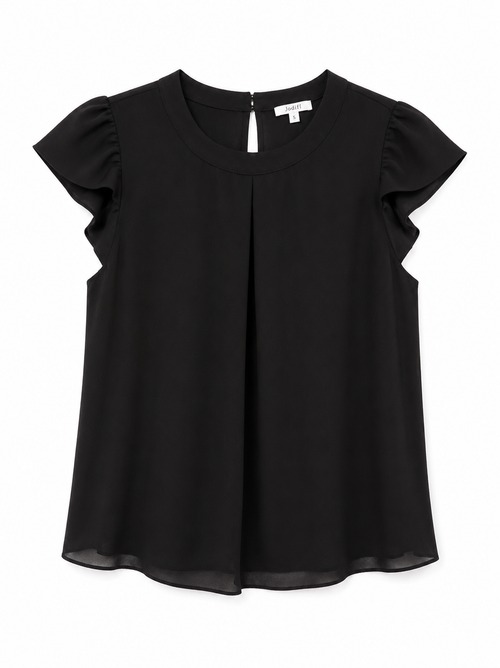 Black Flutter Sleeve Blouse