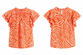 Jodifl Orange Zebra Print Ruffle Sleeve Blouse
