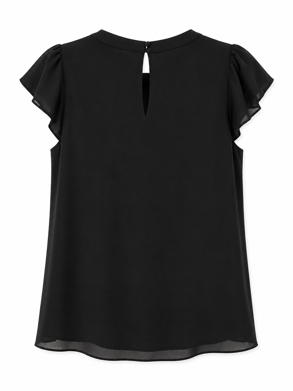 Black Flutter Sleeve Blouse