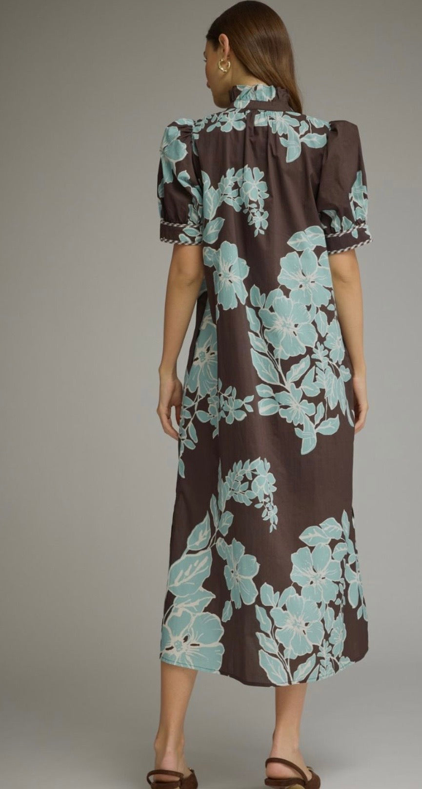 Chocolate Mint Garden Midi Dress