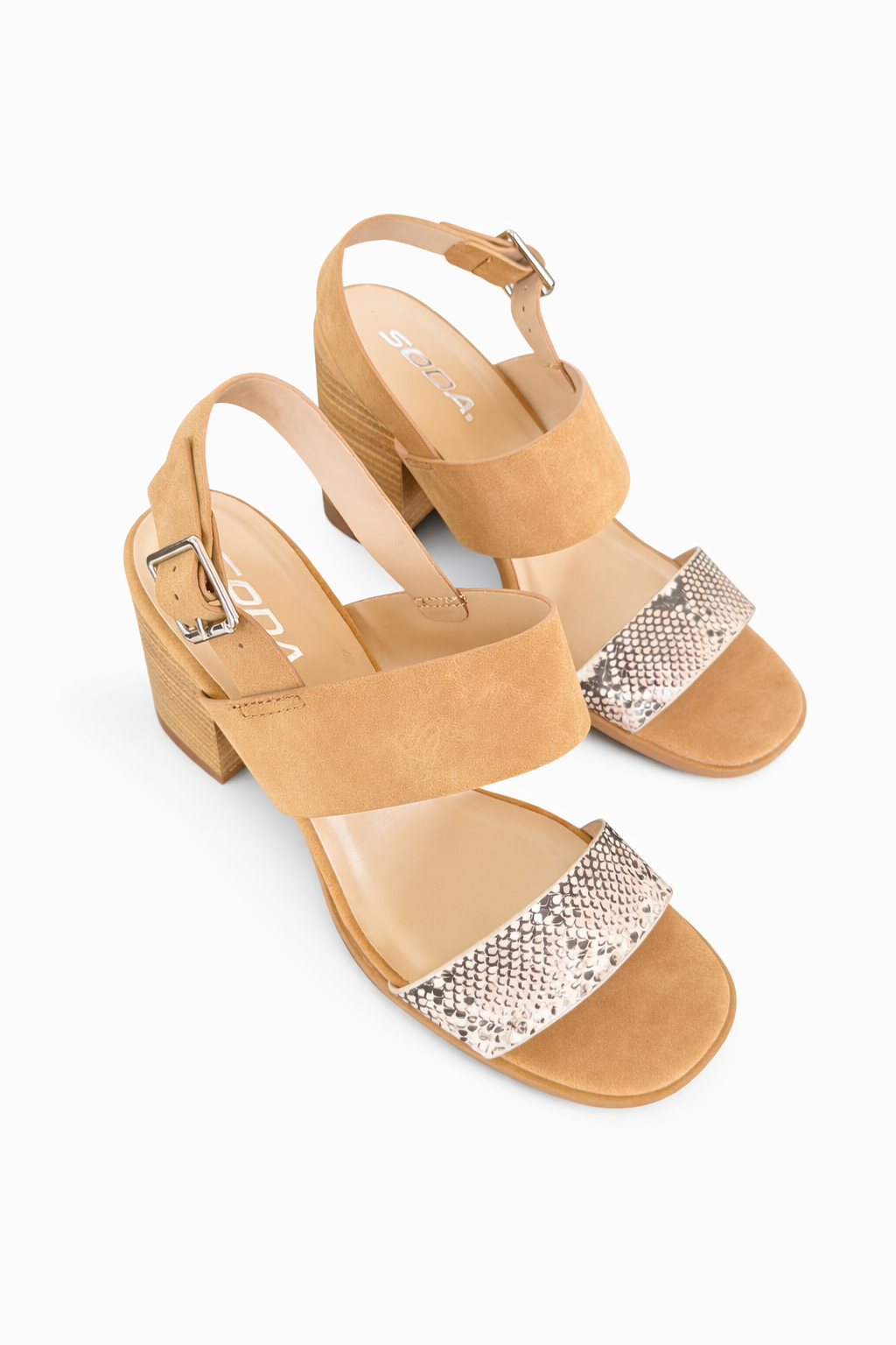 SODA TAN BLOCK HEELS