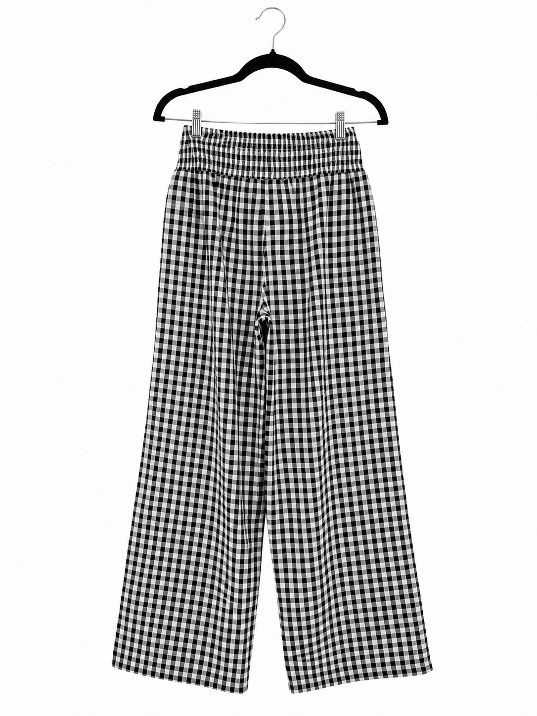 Check Me Out Gingham Wide Leg Pants – Black