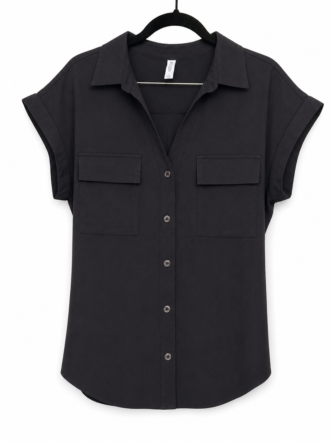 Classic Black Button Front Blouse