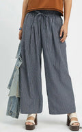 Easy Going Striped Wide Leg Pants – Navy