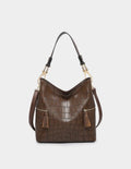 Rochelle Crocodile Print Hobo Bag in Black, Cognac, Brown