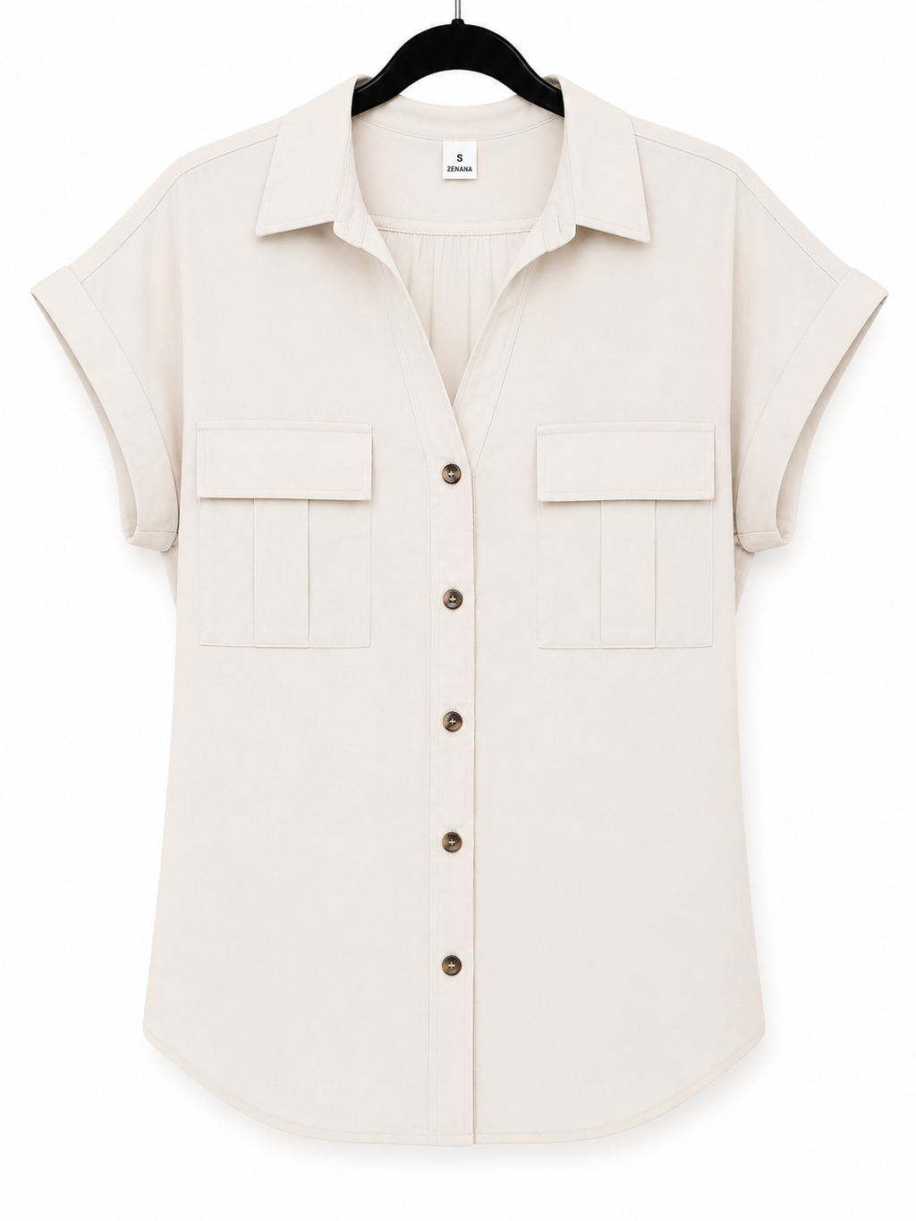 Ivory Button Front Blouse