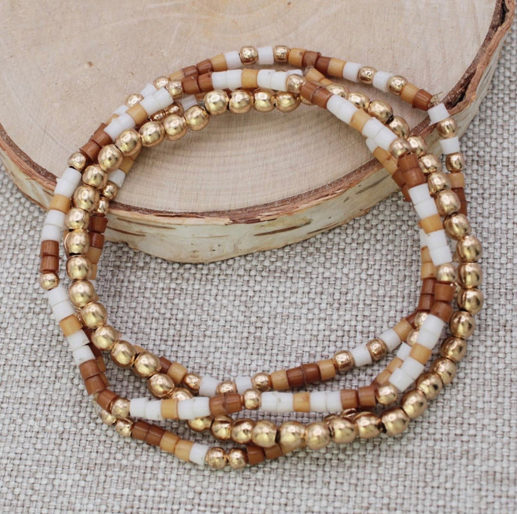 Sandy Shores Gold Bead
Bracelet Set