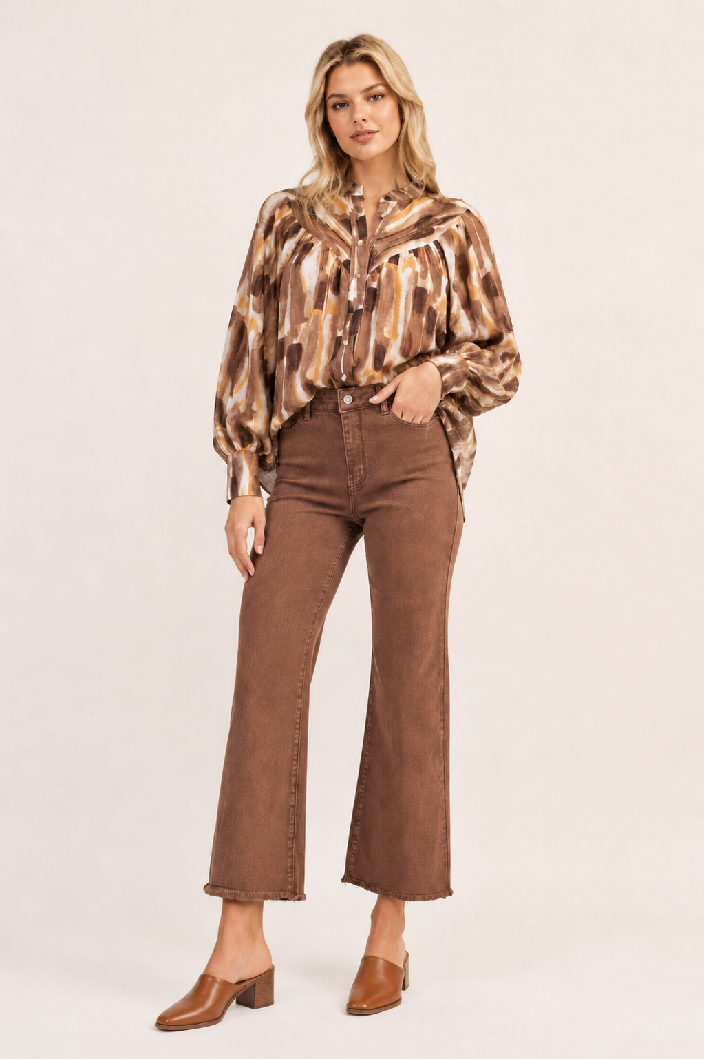 Toasted Coconut Abstract Blouse