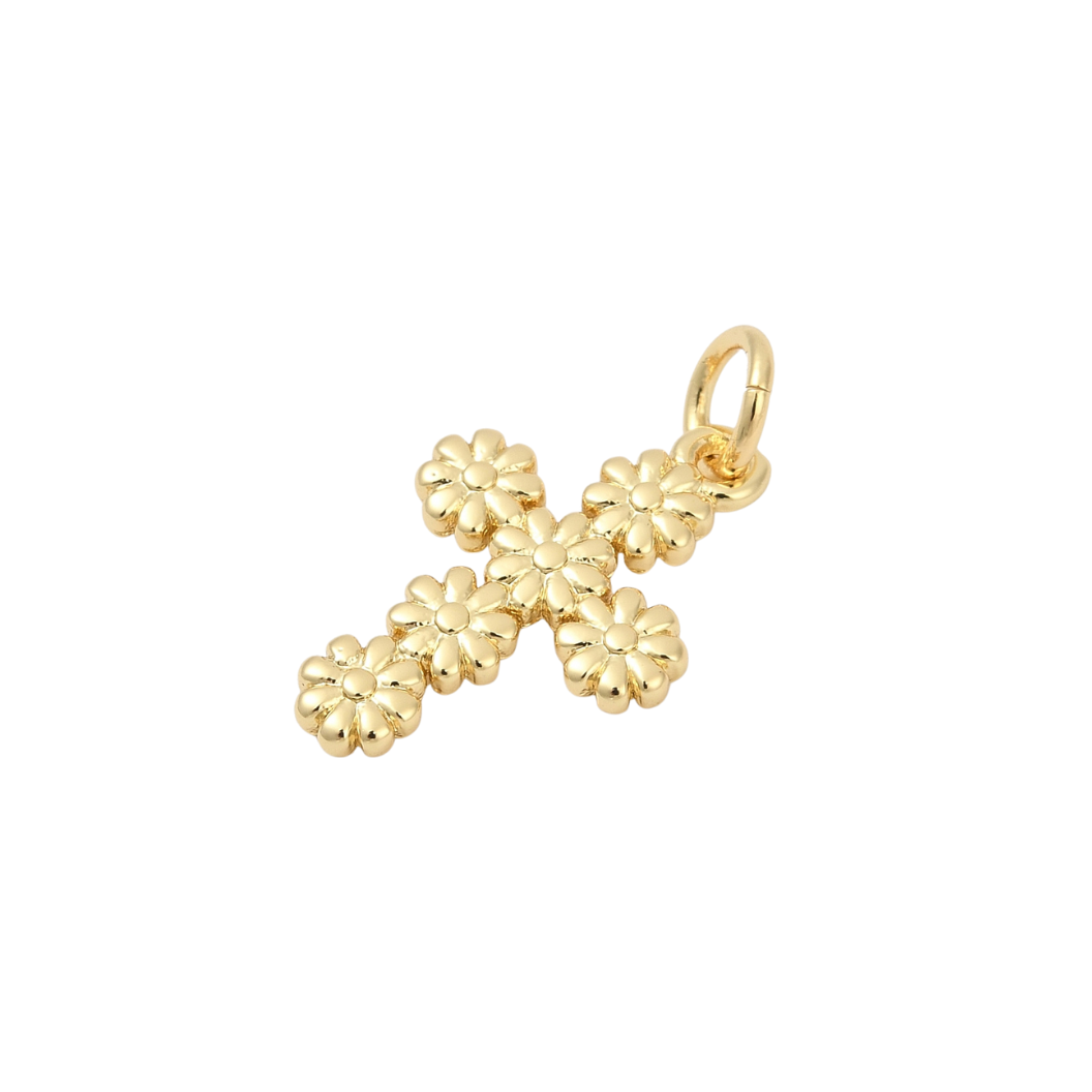 Gold Daisy Cross Charm