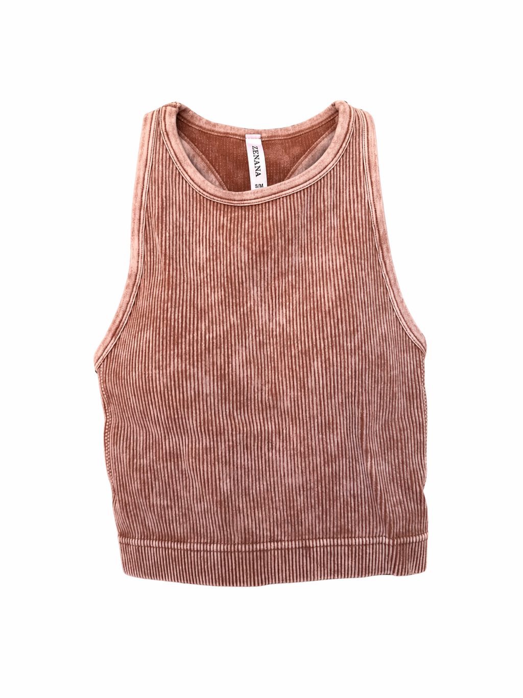 ZENANA Mineral Washed Ribbed Racerback Brami