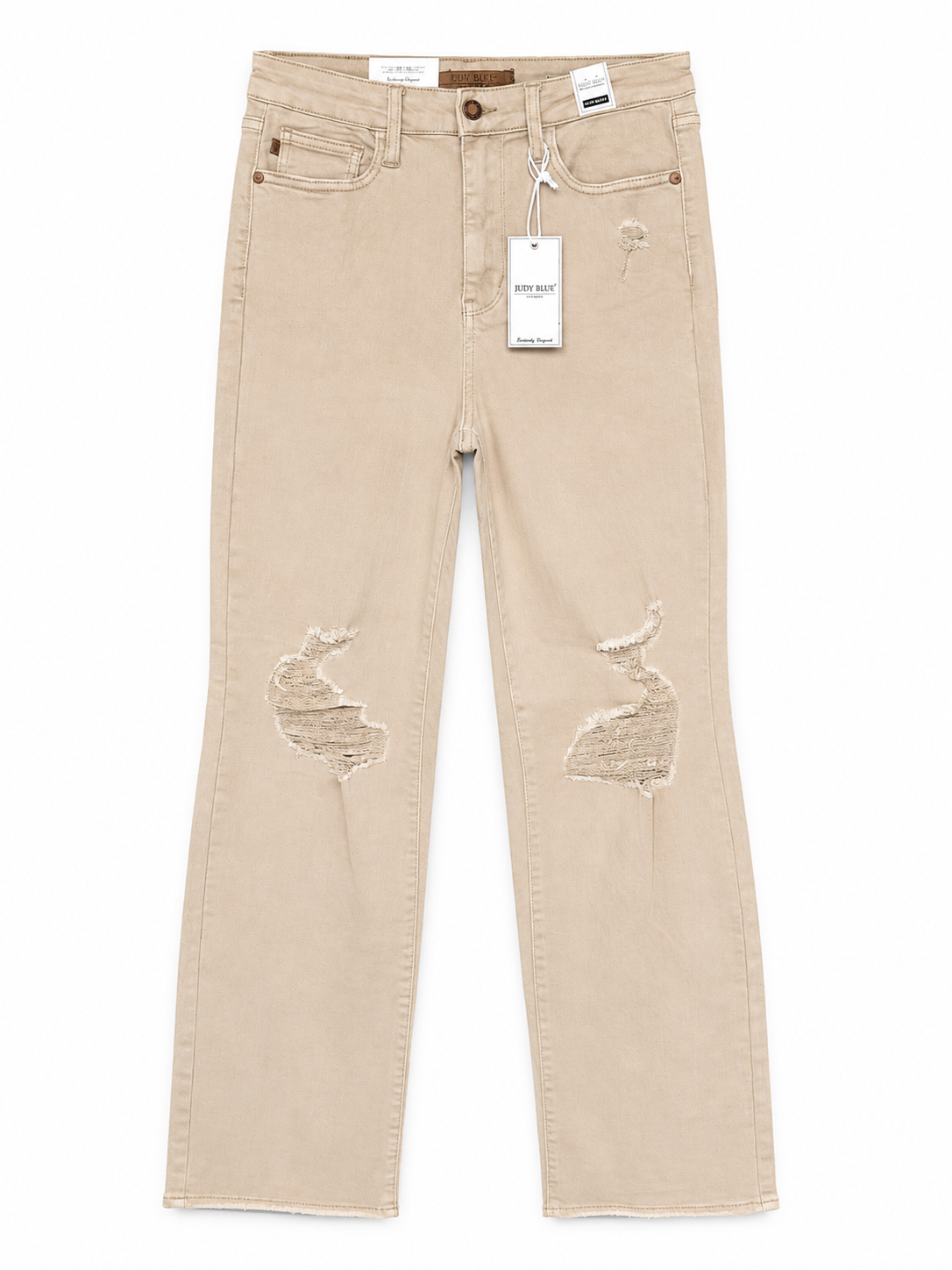 Judy Blue High Waist Bone 90’s Straight Distressed Jeans