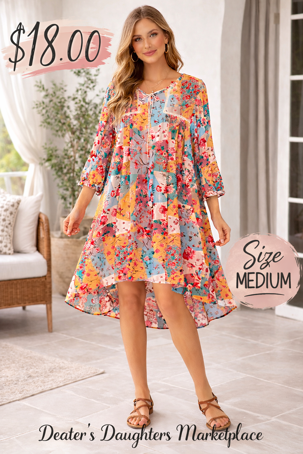 Umgee Patchwork Floral Dress