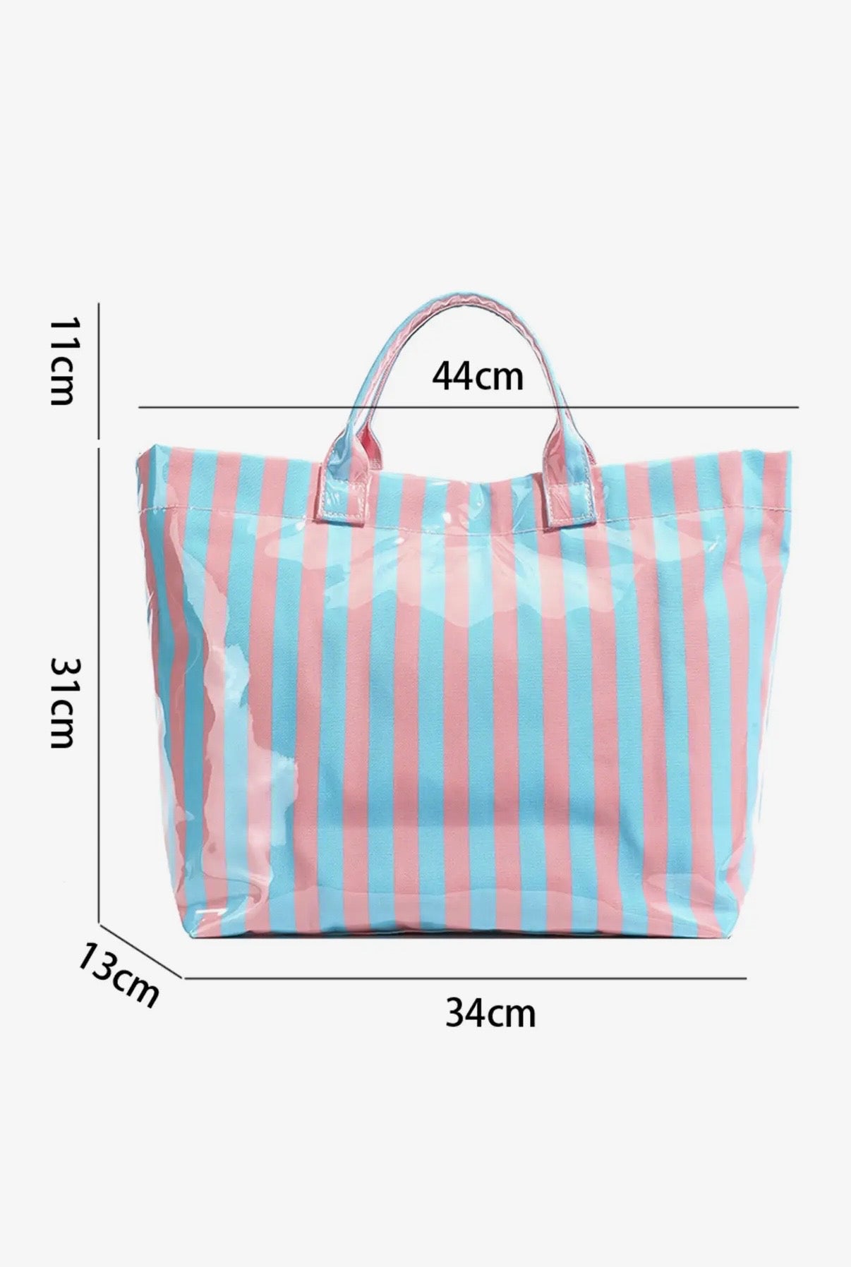 Pink/Blue Glossy Striped Large
Tote Bag
