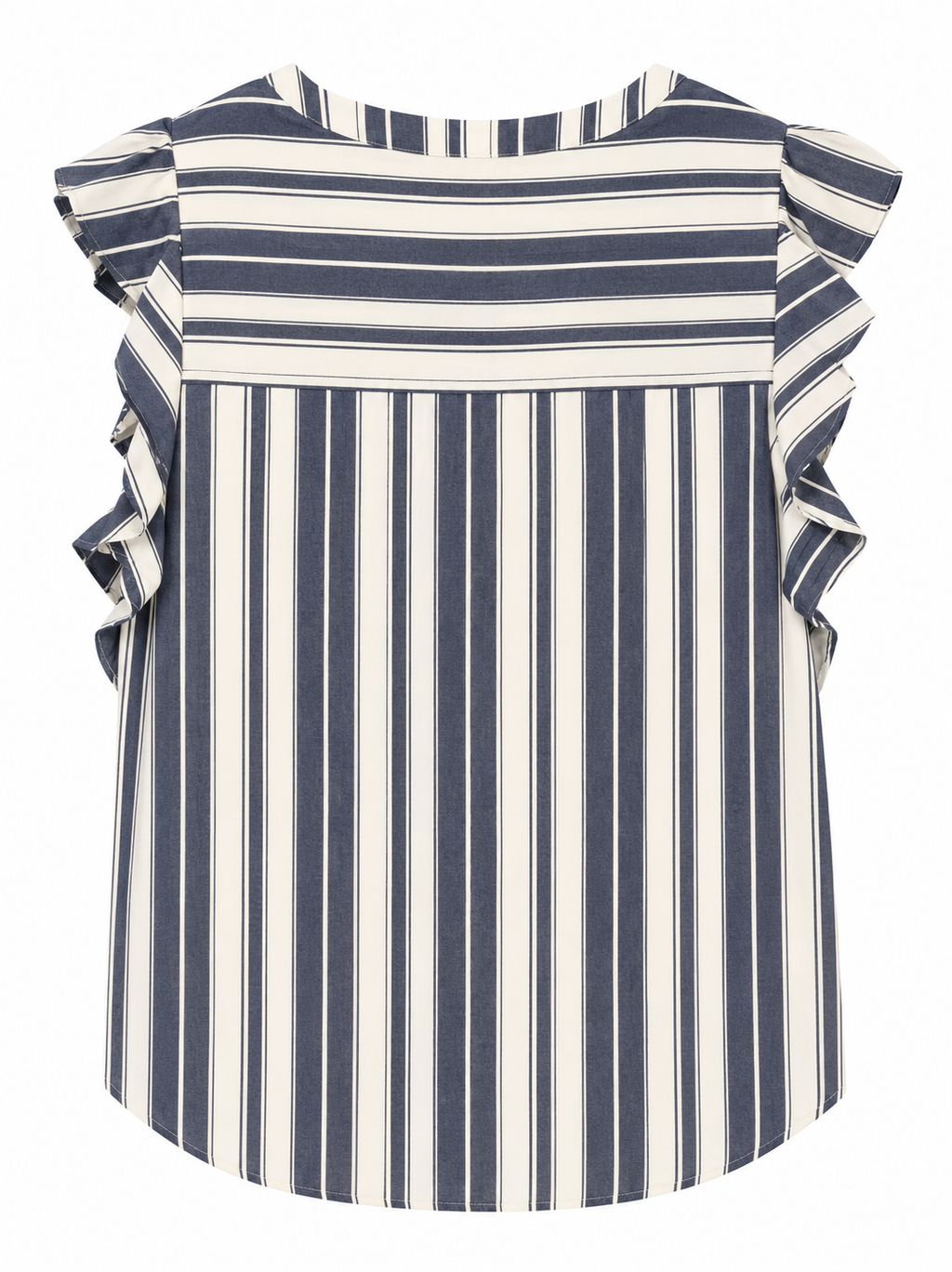 Curvy Coastal Stripe Ruffle Blouse
