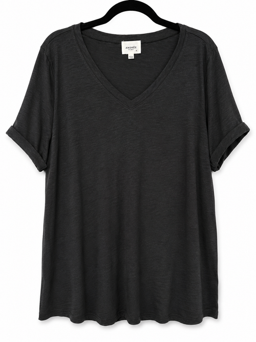 Basic Black V-Neck Top