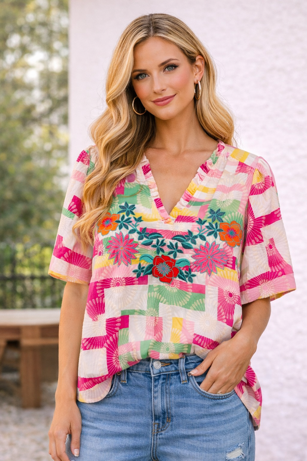 Voy Colorful Embroidered Blouse