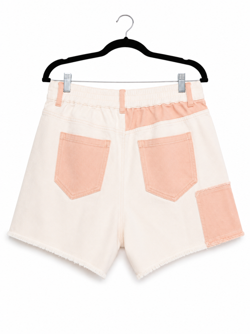 Blush Patchwork Denim Shorts
