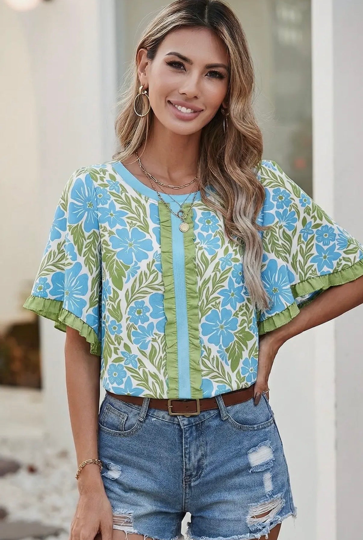 Floral Printed Lace
Decorative Top