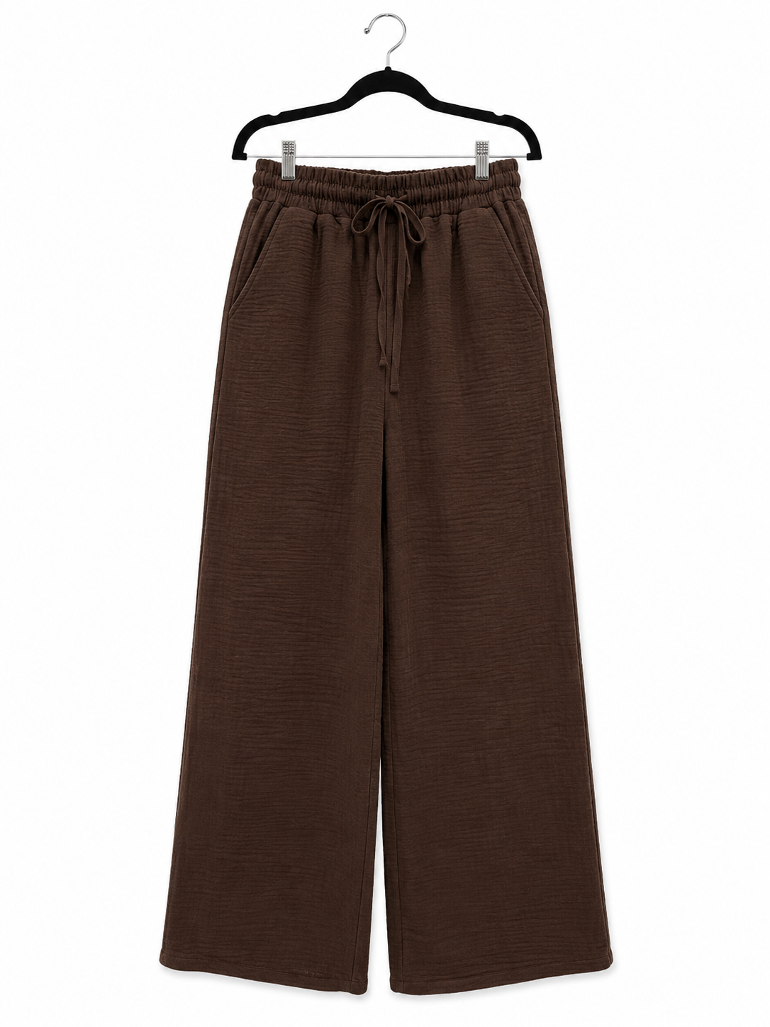 Zenana Brown Airflow Woven Wide Leg Pants