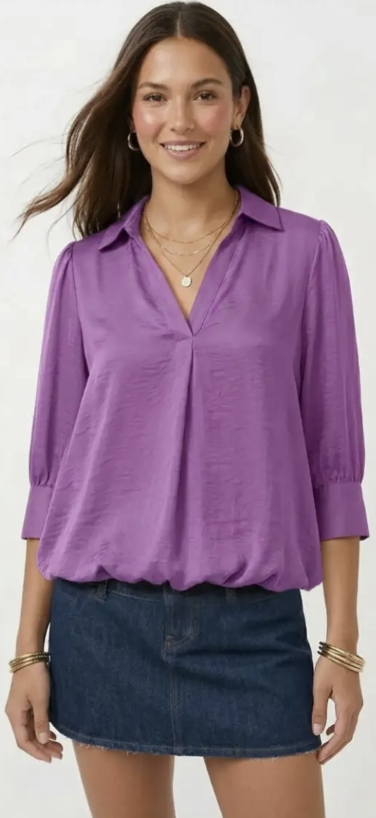 Lilac Love Bubble Hem Blouse – Deep Lilac