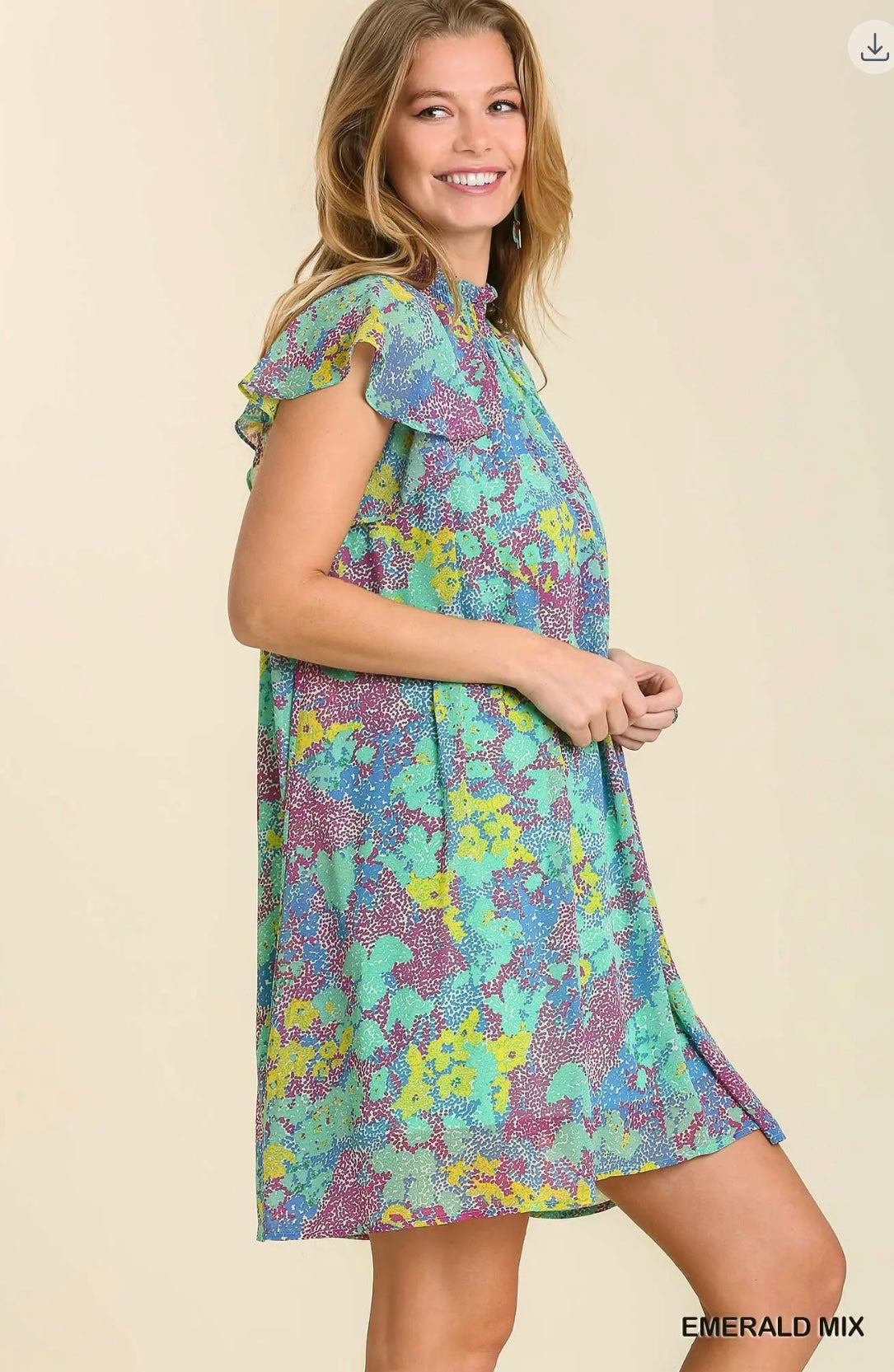 Umgee Emerald Mix Floral Dress 👗