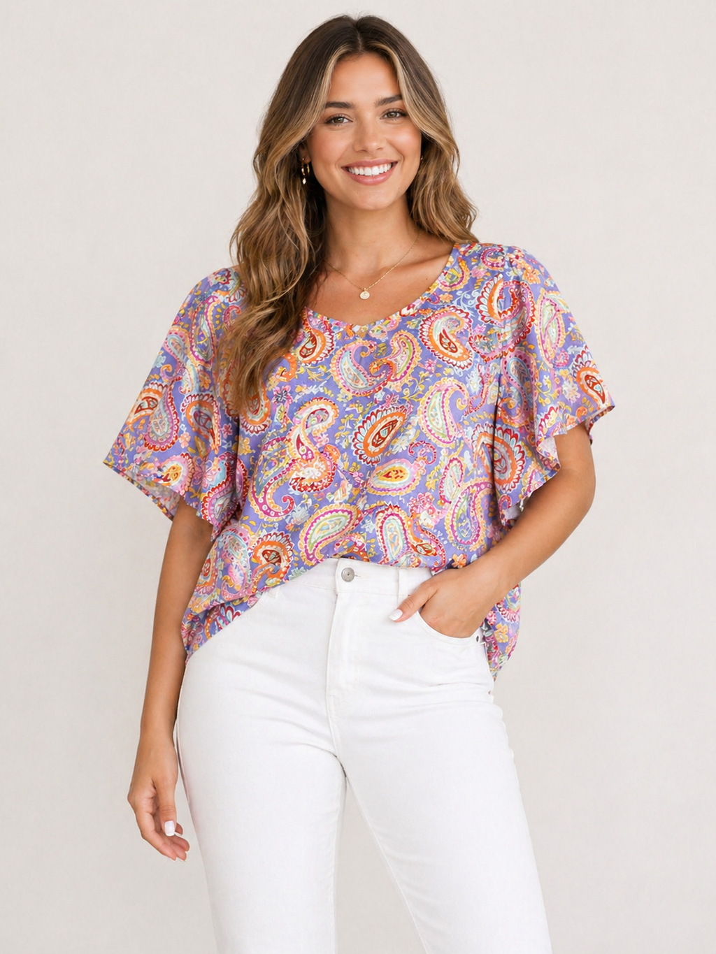 Lavender Paisley Print Blouse