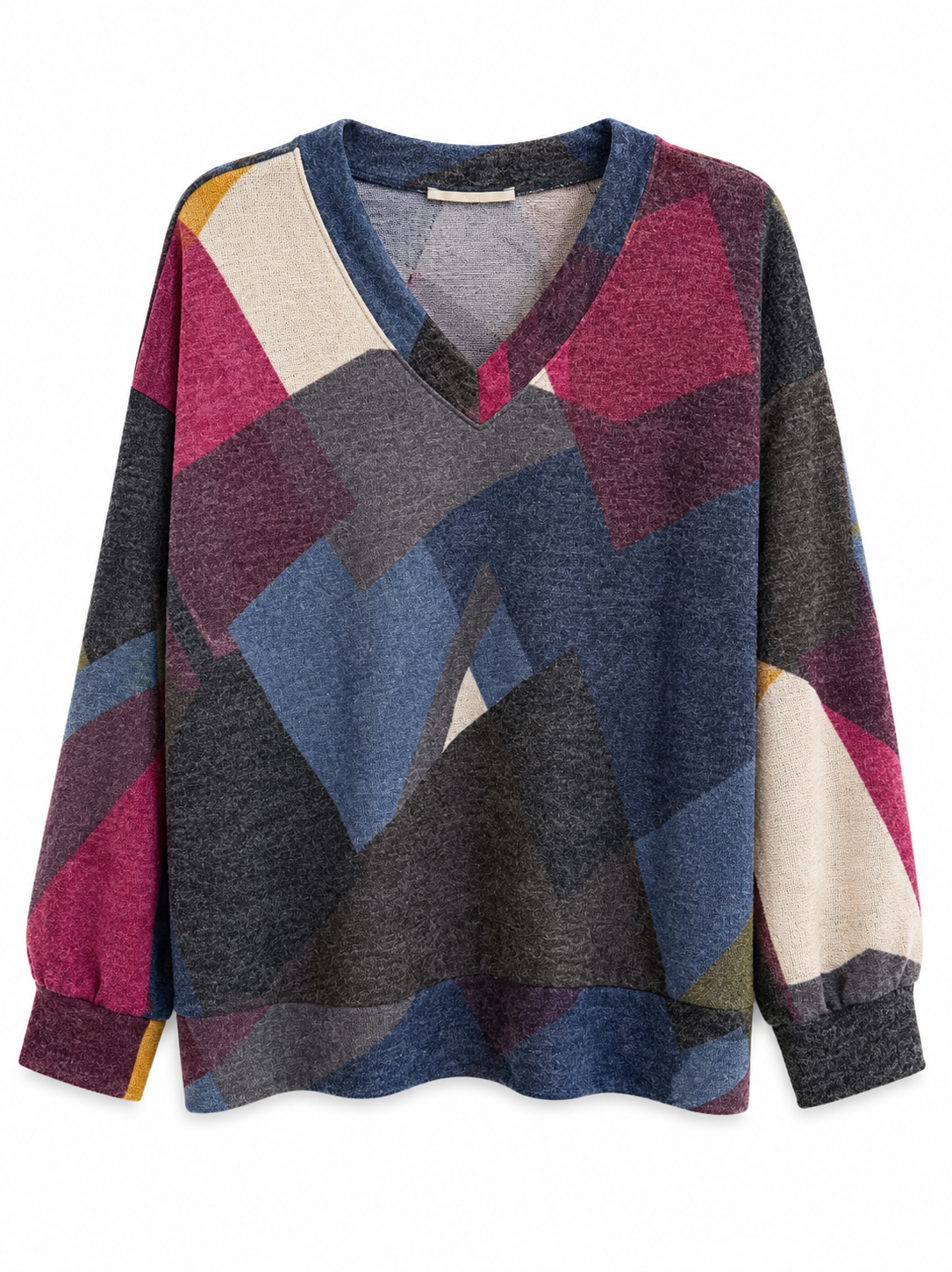 Geometric V-Neck Sweater