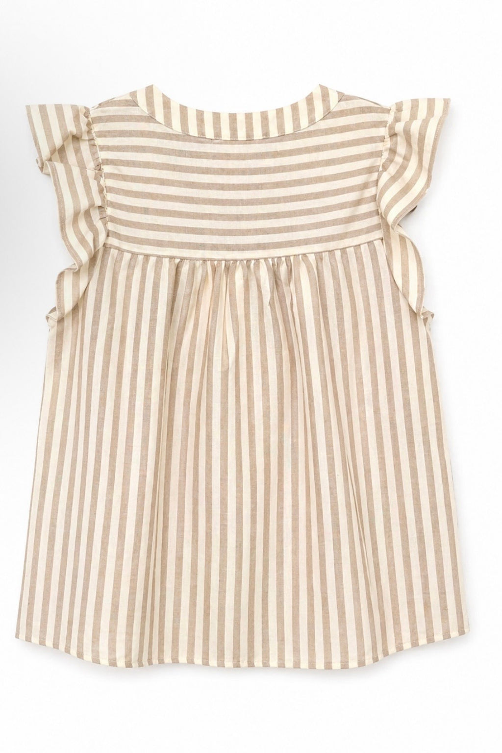 Beige Stripe Ruffled Blouse