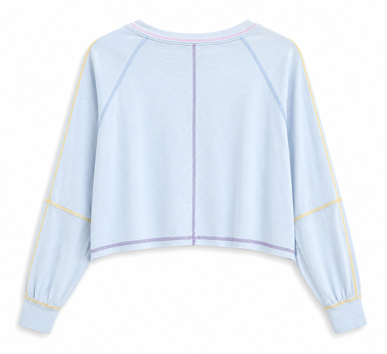Peach Love Contrast Stitch Cropped Top