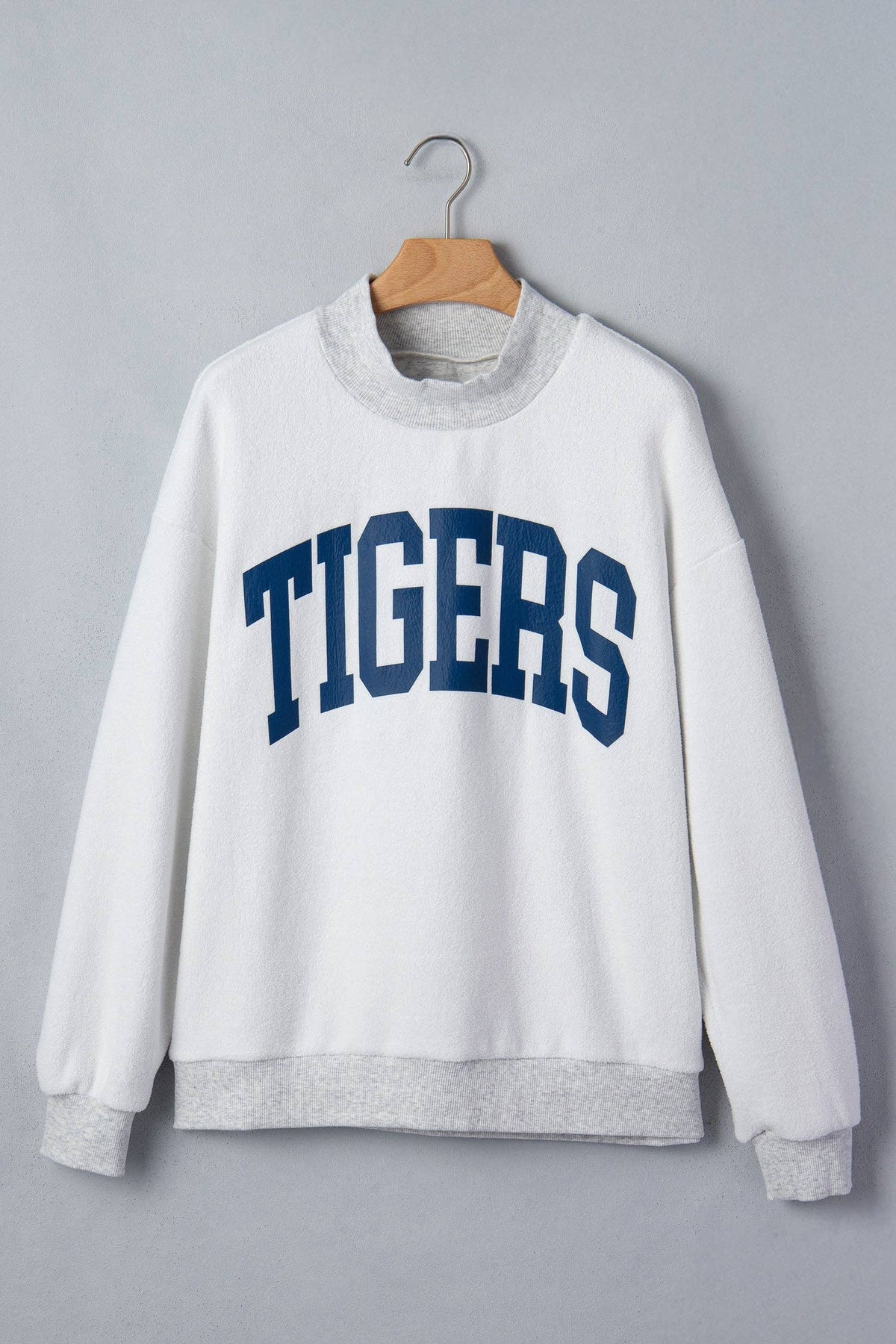 AU Tigers Reversible Game Day Mock Neck Sweatshirt: Light Grey / 65%Polyester+35%Cotton