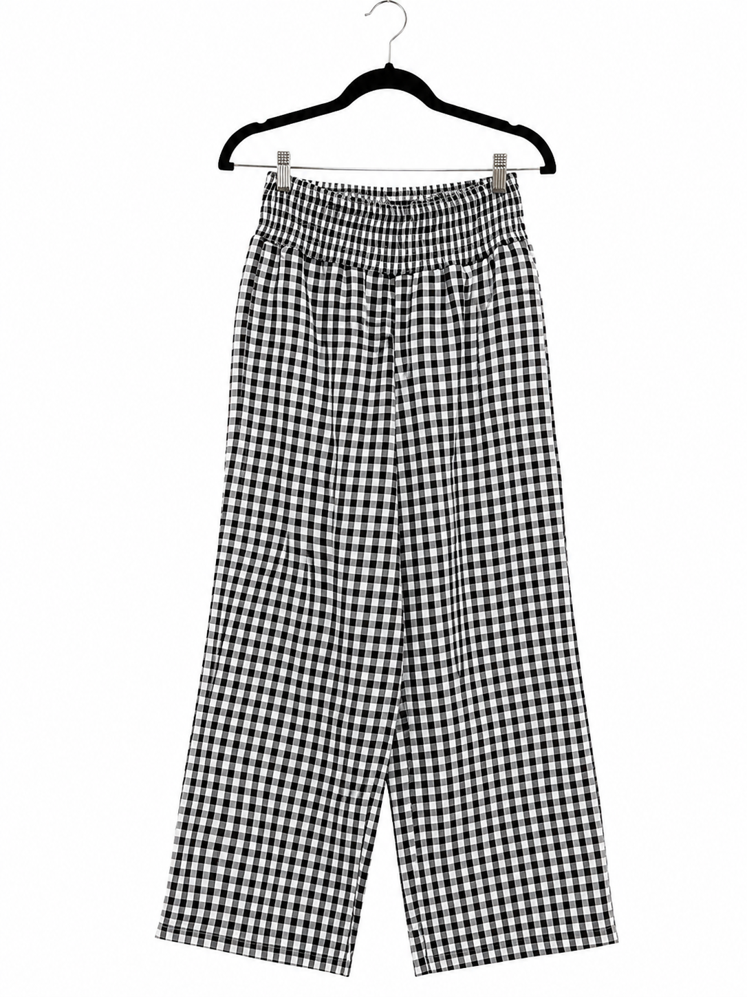 Check Me Out Gingham Wide Leg Pants – Black
