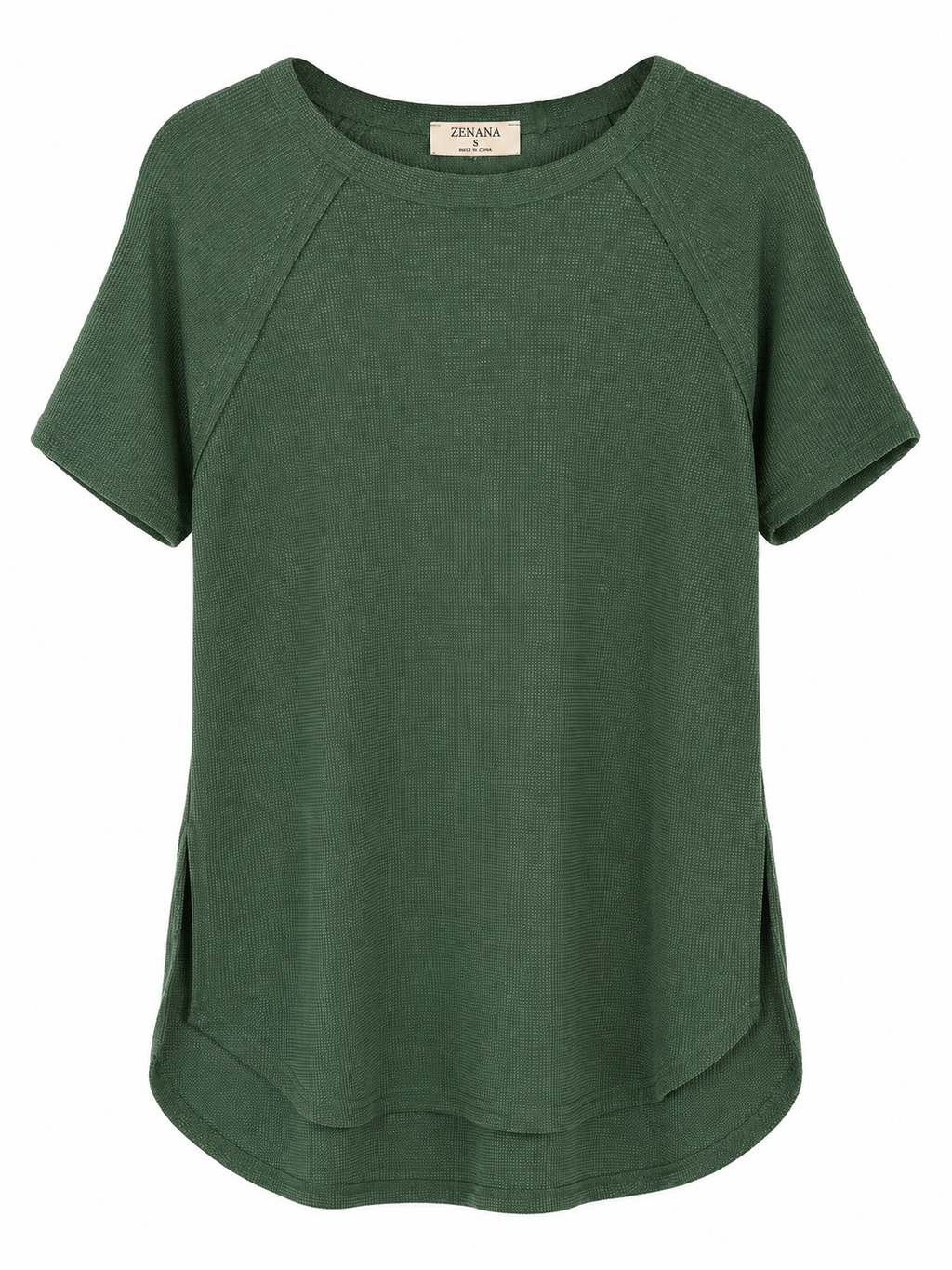 Everyday Ease Waffle Knit Tee – Army Green