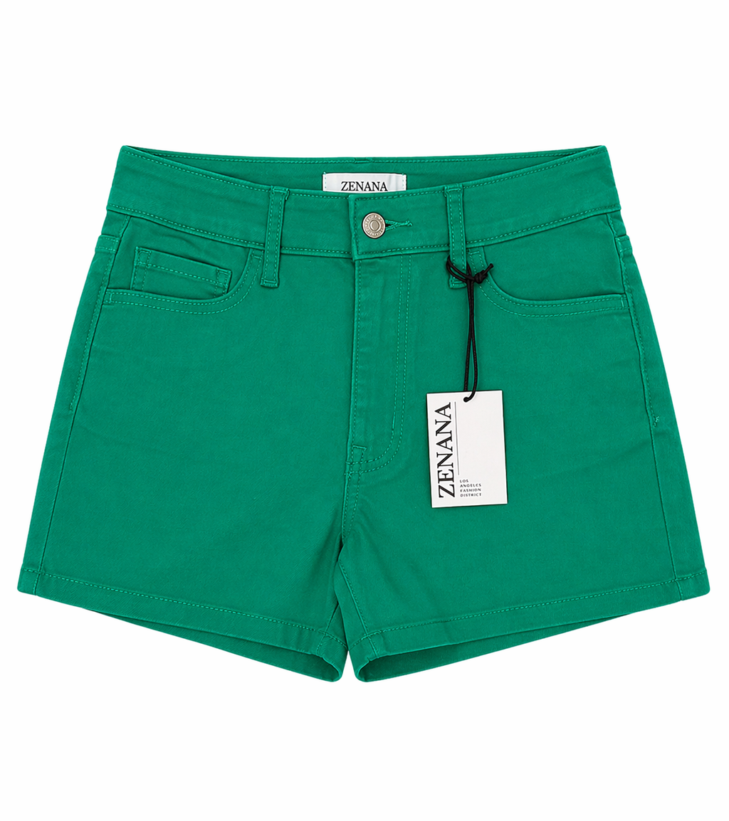 Kelly Green ZENANA High Waist
DENIM COTTON BLEND Shorts