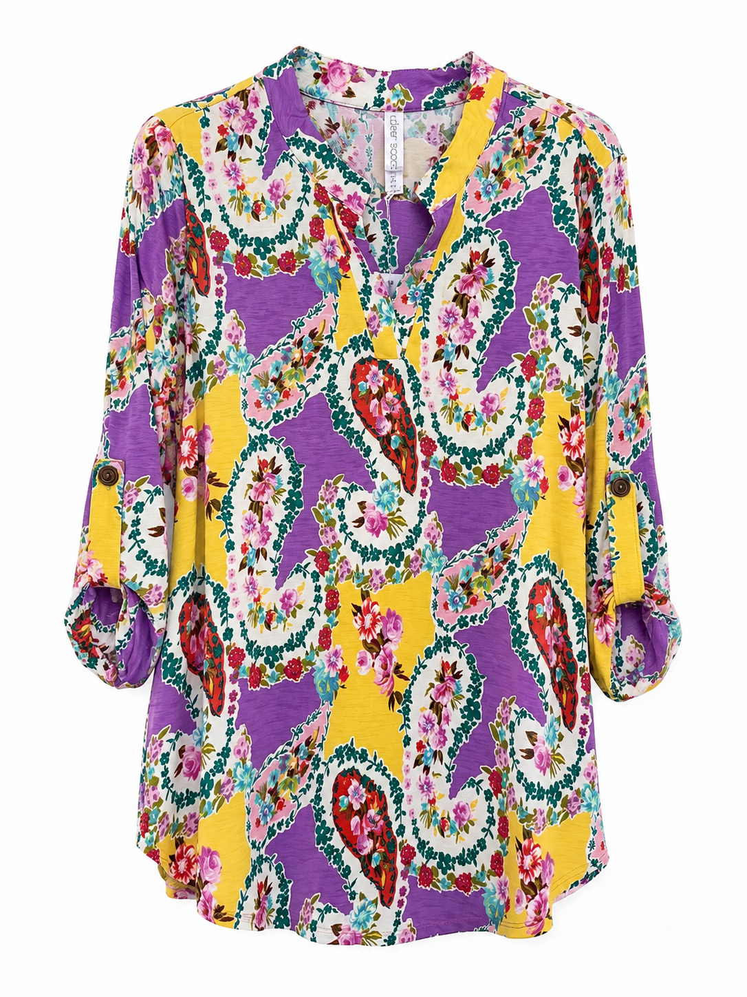 Dear Scarlett Curvy Lizzy Floral Paisley Wrinkle-Free Blouse