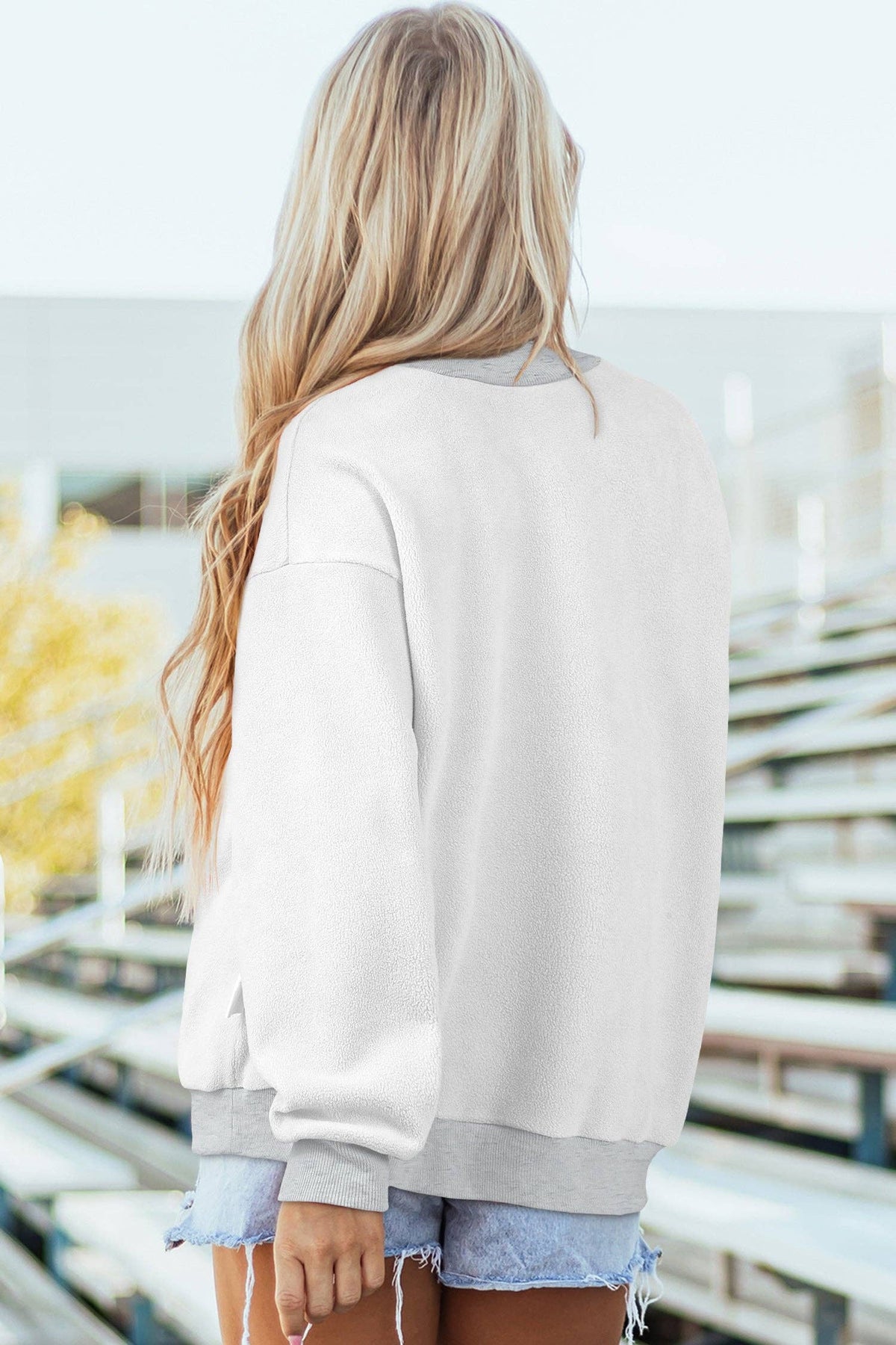 Reversible Game Day Mock Neck Sweatshirt: Light Grey / 65%Polyester+35%Cotton