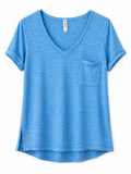 ZENANA V-Neck Blue Casual Top