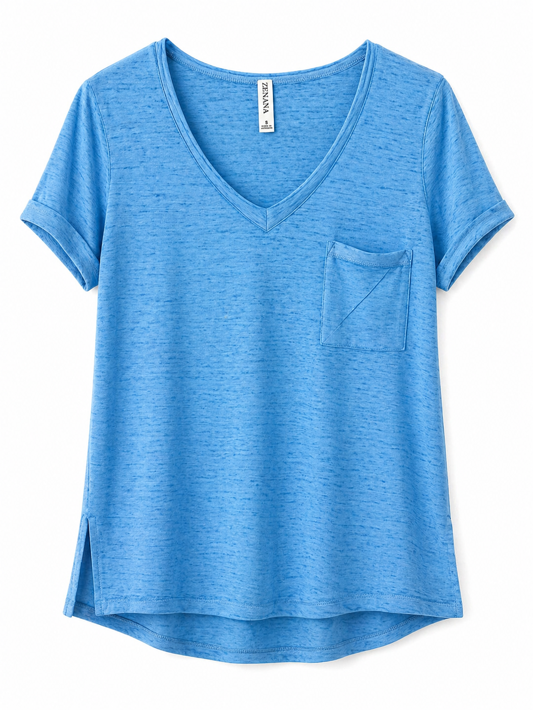 ZENANA V-Neck Blue Casual Top