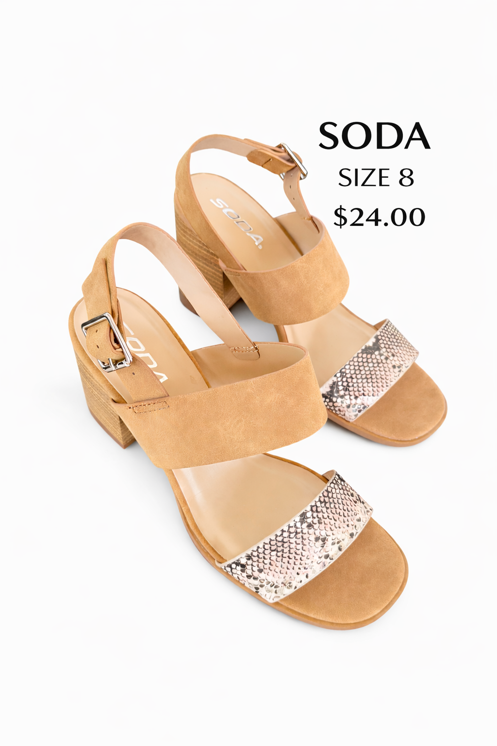 SODA TAN BLOCK HEELS