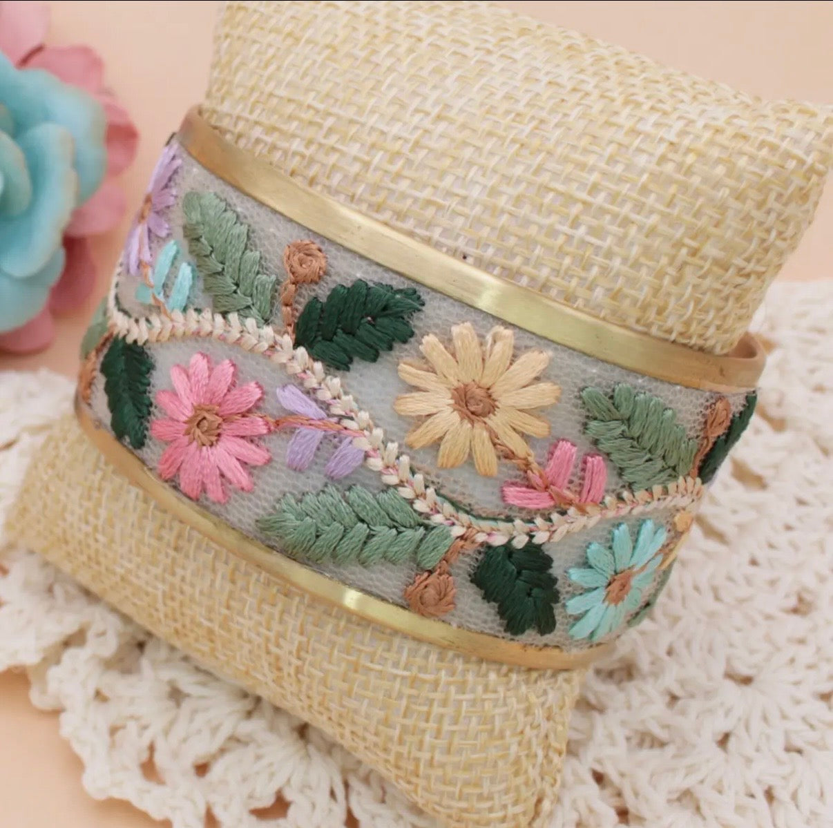 Floral Vines Embroidered
Cuff Bracelet
